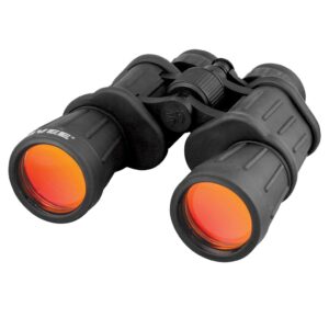 black rubber-coated military field binoculars