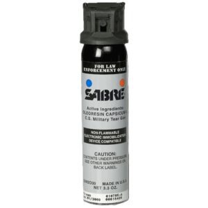 a can of Sabre OC + CS pepper spray