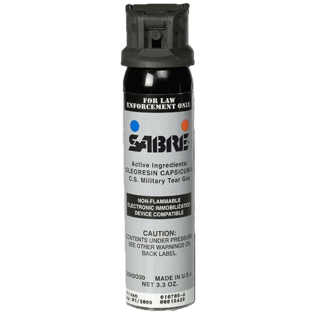 a can of Sabre OC + CS pepper spray