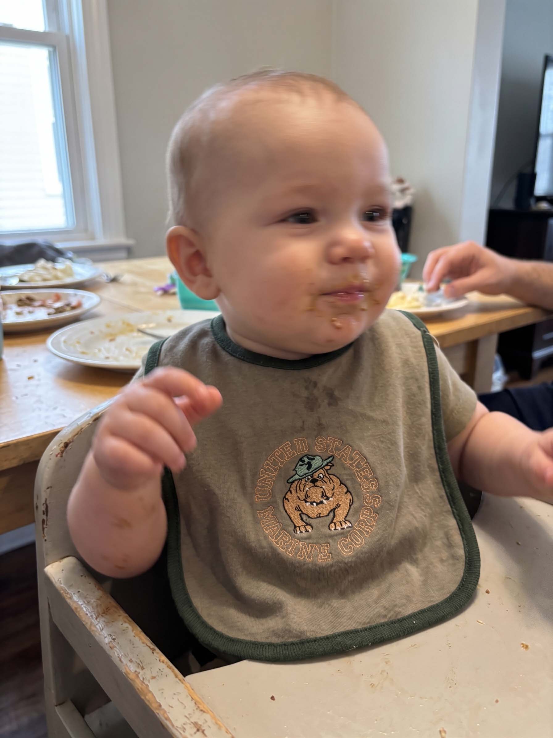 United States Marine Corps Bulldog Baby Bib (Woodland MARPAT) - Image 3