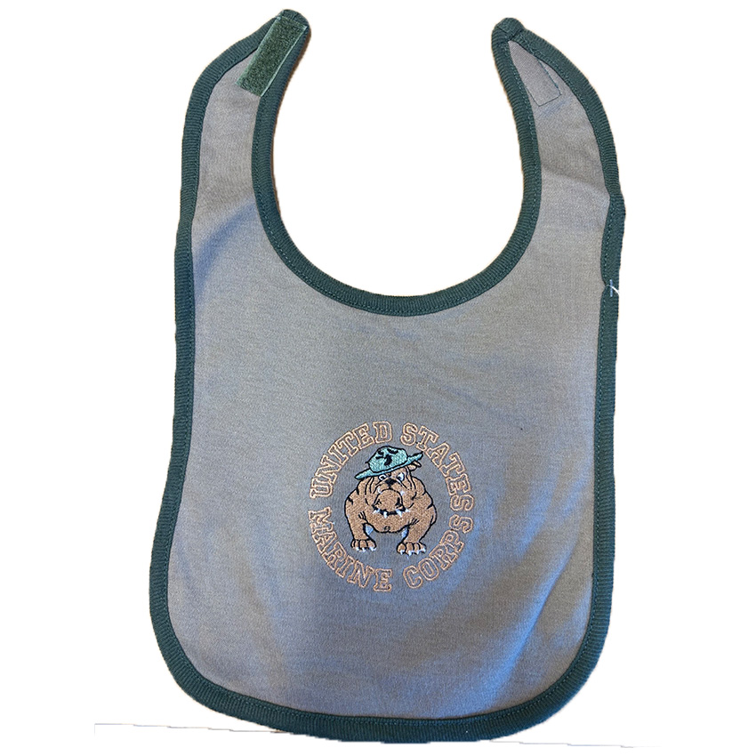 United States Marine Corps Bulldog Baby Bib (Woodland MARPAT)