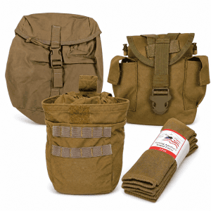 Coyote field gear kit with sustainment pouch, canteen cover, dump pouch, and USMC boot socks