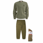 Cold Weather PT Kit with USMC sweatshirt, sweatpants, and coyote brown boot socks