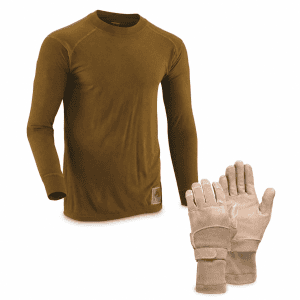 FROG base layer and gloves kit with coyote thermal top and combat gloves
