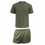 PT Starter Kit with olive drab USMC skivvy shirts and green PT silky shorts